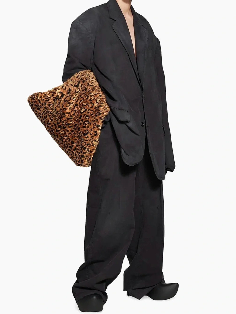 Balenciaga Puffer Medium Leopard Faux Fur Bag Brown Black $3,290